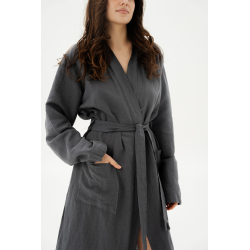 Халат-кимоно со льна Lotus Home - Madrida антрацит L/XL, , 4