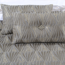 Набор постельного белья с вышивкой и жаккардовым покрывалом Dantela Vita - Alina gri-bej евро, , 5