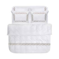 Набор постельного белья с вышивкой и жаккардовым покрывалом Dantela Vita - Alina gri-bej евро, , 9