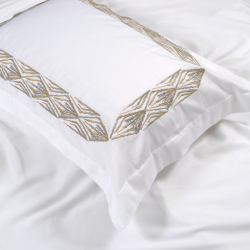 Набор постельного белья с вышивкой и жаккардовым покрывалом Dantela Vita - Alina gri-bej евро, , 13