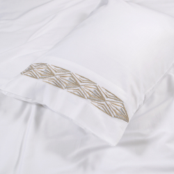 Набор постельного белья с вышивкой и жаккардовым покрывалом Dantela Vita - Alina gri-bej евро, , 14