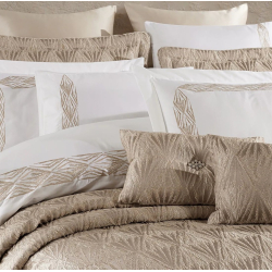 Набор постельного белья с вышивкой и жаккардовым покрывалом Dantela Vita - Alina bej-gold евро, , 4