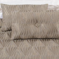 Набор постельного белья с вышивкой и жаккардовым покрывалом Dantela Vita - Alina bej-gold евро, , 5