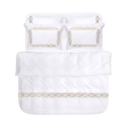 Набор постельного белья с вышивкой и жаккардовым покрывалом Dantela Vita - Alina bej-gold евро, , 8