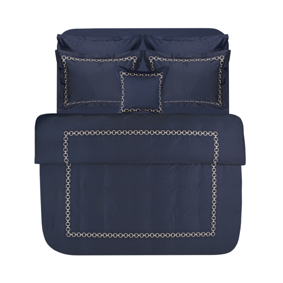 Постельное белье MieCasa сатин - Circle lacivert-bej синий-бежевый king size