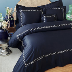 Постельное белье MieCasa сатин - Circle lacivert-bej синий-бежевый king size, , 3