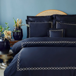 Постельное белье MieCasa сатин - Circle lacivert-bej синий-бежевый king size, , 4