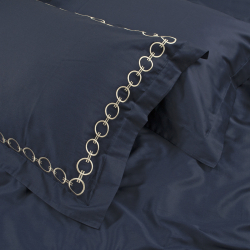 Постельное белье MieCasa сатин - Circle lacivert-bej синий-бежевый king size, , 5