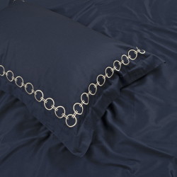 Постельное белье MieCasa сатин - Circle lacivert-bej синий-бежевый king size, , 7