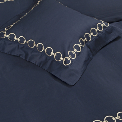 Постельное белье MieCasa сатин - Circle lacivert-bej синий-бежевый king size, , 8