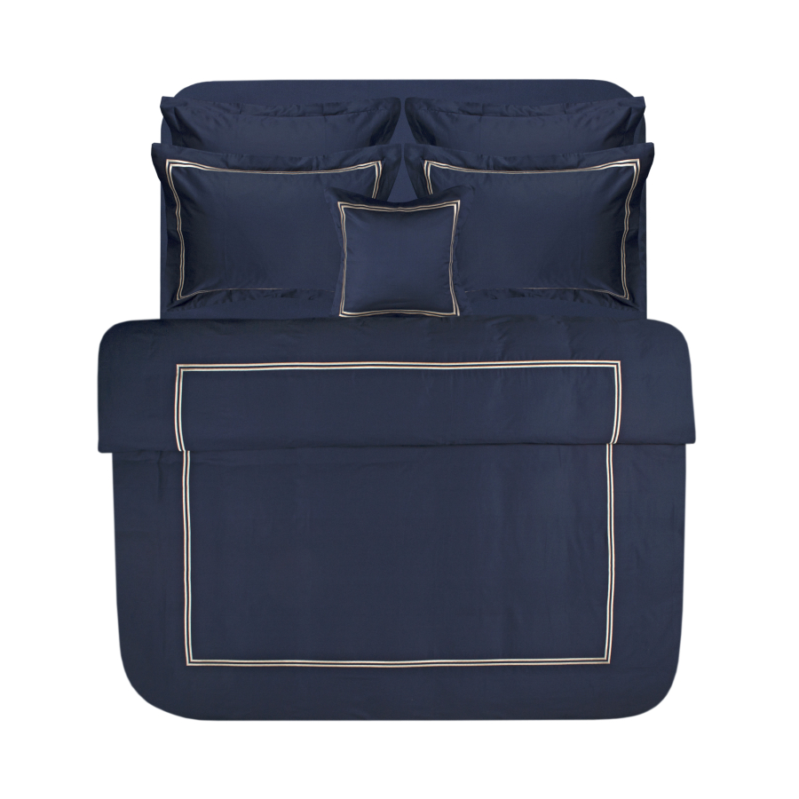 Постельное белье MieCasa сатин - Milano lacivert-bej синий-бежевый евро