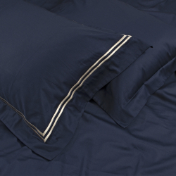 Постельное белье MieCasa сатин - Milano lacivert-bej синий-бежевый евро, , 4