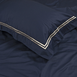 Постельное белье MieCasa сатин - Milano lacivert-bej синий-бежевый евро, , 5