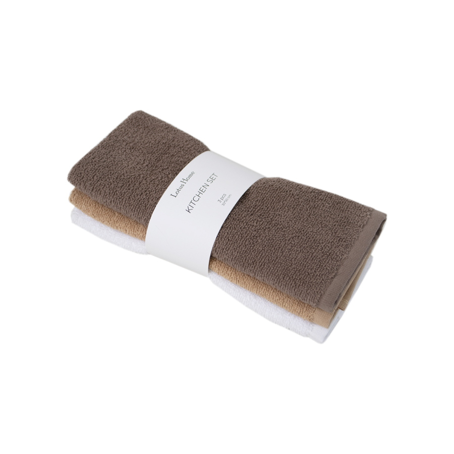 Набор полотенец Lotus Home - Basic коричневый/кофейный/белый 30*50 (3шт.)