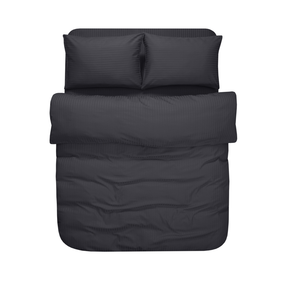 Постельное белье Lotus Отель - Сатин Страйп черный 1*1 семейный (Турция)