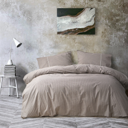 Постельное белье Lotus Home - Premium Percale Stripe коричневый семейный, , 3