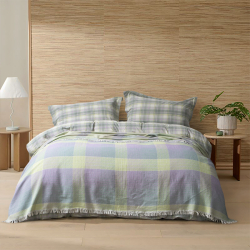 Покрывало Lotus Home - Checked Madras зеленый 190*225, , 3