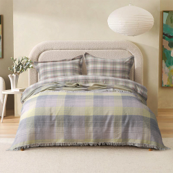 Покрывало Lotus Home - Checked Madras серый 190*225, , 3