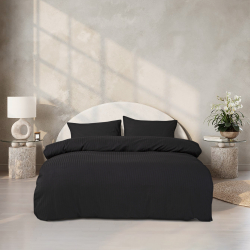 Постельное белье Lotus Отель - Сатин Страйп черный 1*1 семейный (Турция), , 3