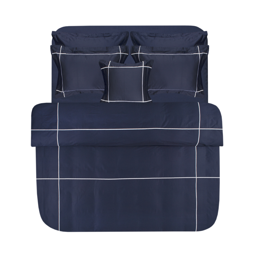 Постельное белье MieCasa сатин - Plus lacivert-beyaz синий-белый евро