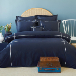 Постельное белье MieCasa сатин - Plus lacivert-beyaz синий-белый евро, , 3