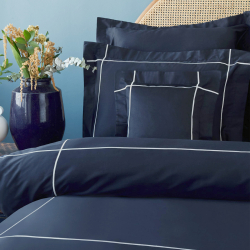 Постельное белье MieCasa сатин - Plus lacivert-beyaz синий-белый king size, , 4