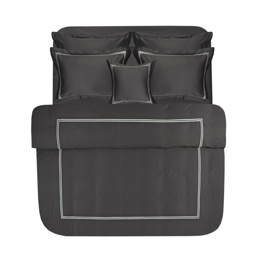 Постельное белье MieCasa сатин - Milano antrasit-beyaz антрацит-белый евро