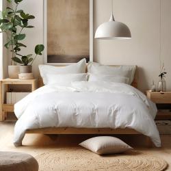 Постельное белье сатин 210ТС Lotus Home - Brista молочный семейный (160*200+30см), , 3