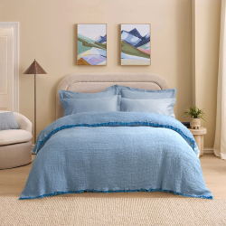 Покрывало Lotus Home - Larna muslin blue 200*220, , 3