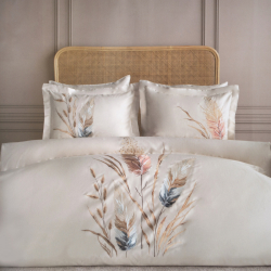 Постельное белье Dantela Vita сатин с вышивкой - Bohem bej бежевый евро, , 3