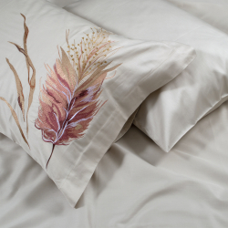 Постельное белье Dantela Vita сатин с вышивкой - Bohem bej бежевый евро, , 5