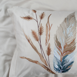 Постельное белье Dantela Vita сатин с вышивкой - Bohem bej бежевый евро, , 6