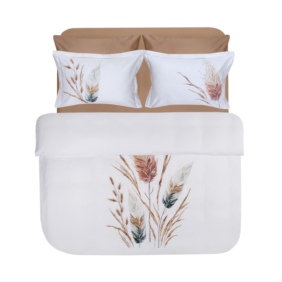 Постельное белье Dantela Vita сатин с вышивкой - Bohem beyaz белый евро