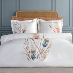 Постельное белье Dantela Vita сатин с вышивкой - Bohem beyaz белый евро, , 3