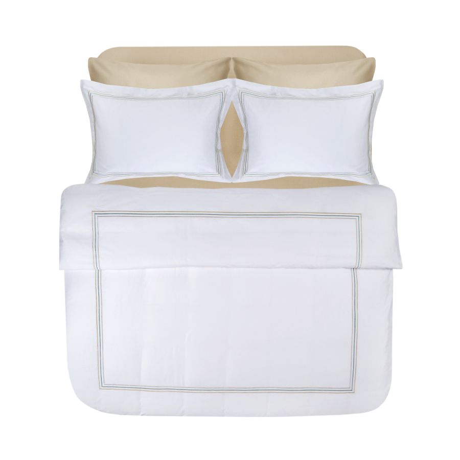 Постельное белье Dantela Vita сатин с вышивкой - Florentino beyaz-bej белый-бежевый евро