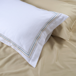 Постельное белье Dantela Vita сатин с вышивкой - Florentino beyaz-bej белый-бежевый евро, , 5