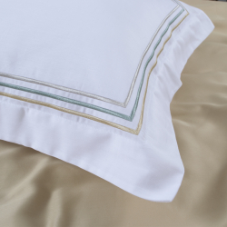 Постельное белье Dantela Vita сатин с вышивкой - Florentino beyaz-bej белый-бежевый евро, , 7