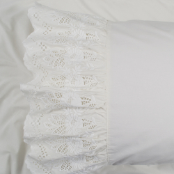 Постельное белье Dantela Vita поплин с кружевом - Romantica krem кремовый евро, , 6