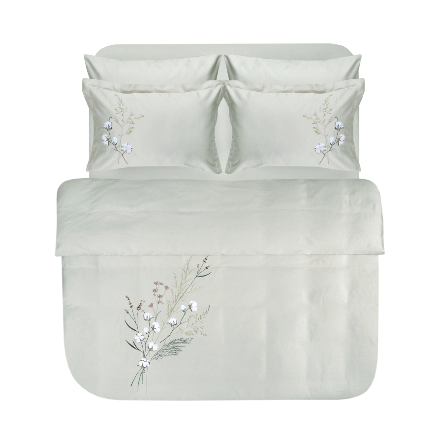 Постельное белье Dantela Vita сатин с вышивкой - Moneda mint ментоловый евро