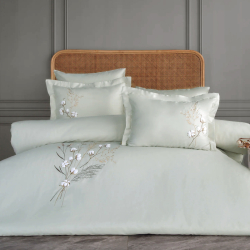 Постельное белье Dantela Vita сатин с вышивкой - Moneda mint ментоловый евро, , 3