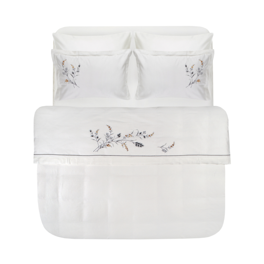 Постельное белье Dantela Vita сатин с вышивкой - Sementa antrasit антрацит евро