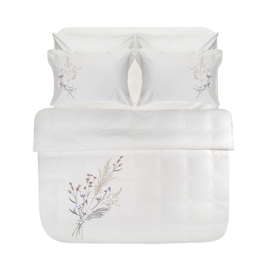 Постельное белье Dantela Vita сатин с вышивкой - Moneda krem кремовый евро