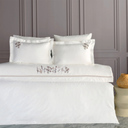 Постельное белье Dantela Vita сатин с вышивкой - Veria bej бежевый евро, , 3