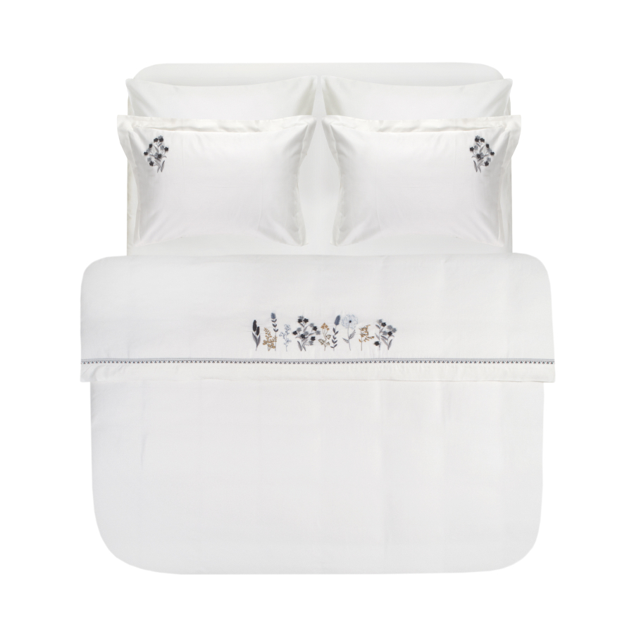 Постельное белье Dantela Vita сатин с вышивкой - Veria antrasit антрацит евро