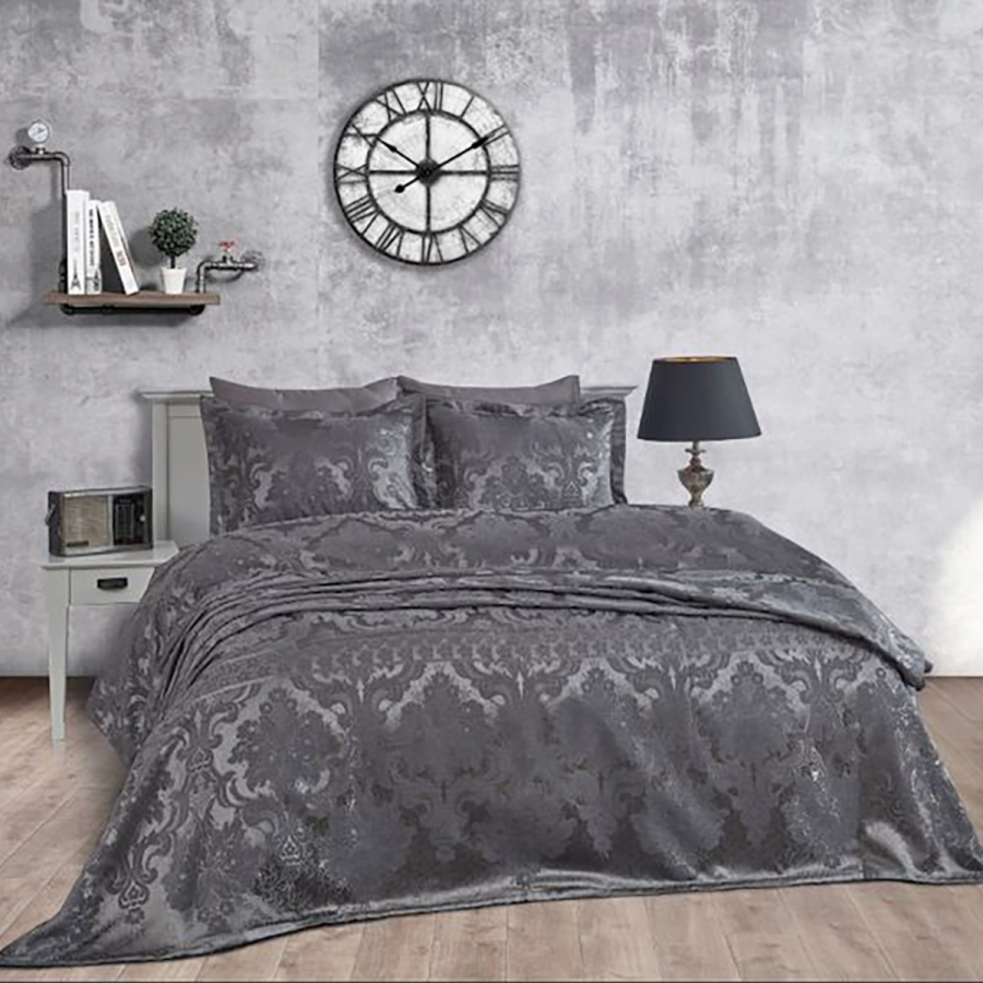 Покрывало жаккард с наволочками Dantela Vita - Armada antrasit антрацит евро