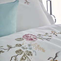 Постельное белье Dantela Vita сатин с вышивкой - Ruya krem кремовый евро, , 4