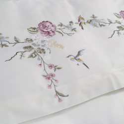 Постельное белье Dantela Vita сатин с вышивкой - Ruya krem кремовый евро, , 6