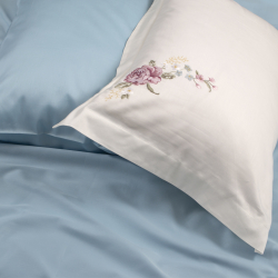 Постельное белье Dantela Vita сатин с вышивкой - Ruya krem кремовый евро, , 8