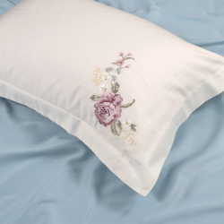 Постельное белье Dantela Vita сатин с вышивкой - Ruya krem кремовый евро, , 9