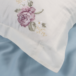 Постельное белье Dantela Vita сатин с вышивкой - Ruya krem кремовый евро, , 10